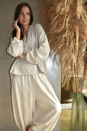 Laurie Cushion Cotton Blouse Stone /14=